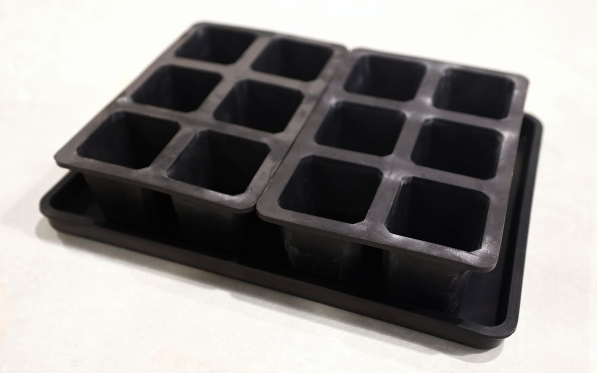 Untersetzer für Saatgutschalen aus Naturkautschuk - Set mit zwei 6er Saatgutschalen XL