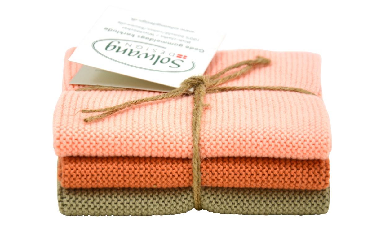 Wischtuch 3er Set Oliv/Aprikot